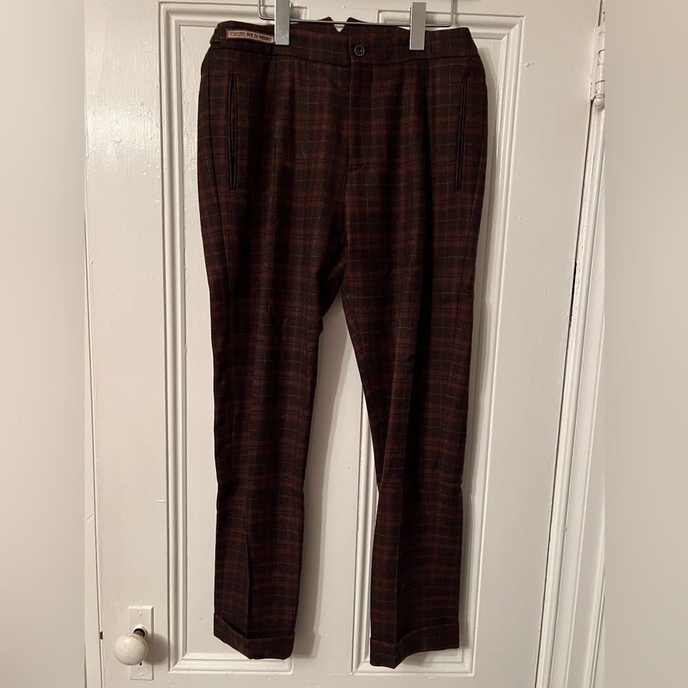 Berwich Burgundy Plaid Trouser